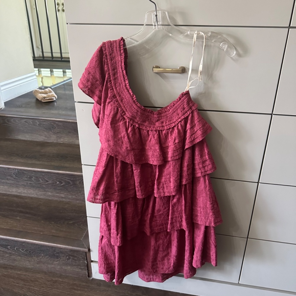 Cleobella Red One-Shoulder Ruffle Dress - Picture 4 of 5